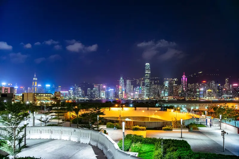 Hong Kong skyline across Victoria Harbour at night